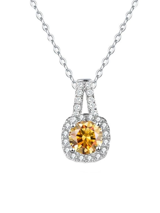 2 carats [Golden Mosonite] 925 Sterling Silver Moissanite Geometric Dainty Necklace